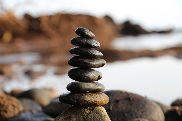 Brown stones stacked on top of one another